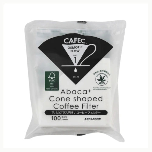 Cafec 1 Cup Abaca Plus Filter Paper 100 Pack
