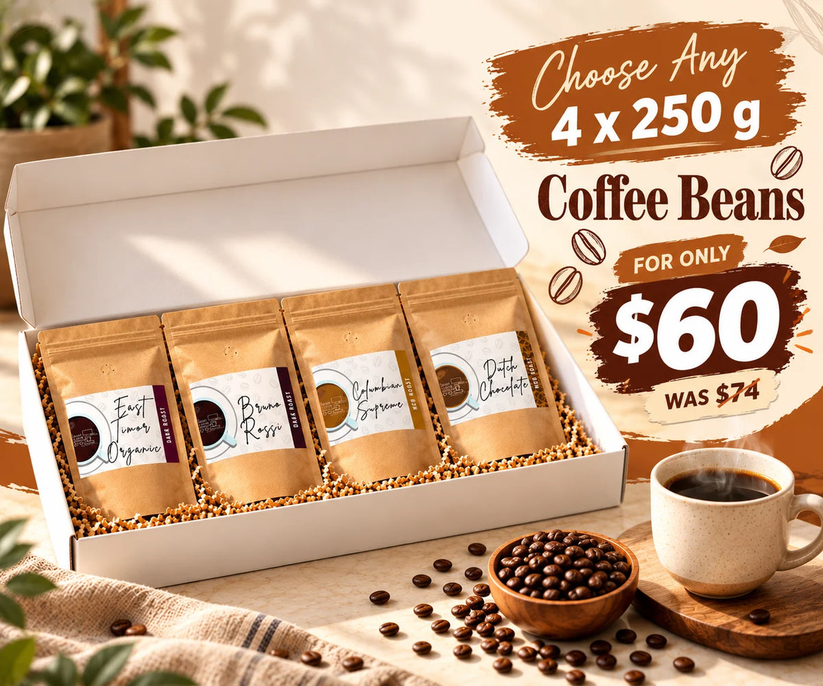 Coffee beans and freshly brewed coffee
